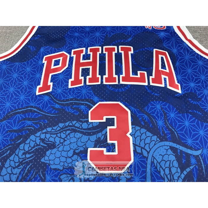 Camiseta Philadelphia 76ers Allen Iverson NO 3 Asian Heritage Throwback 1996-97 Azul